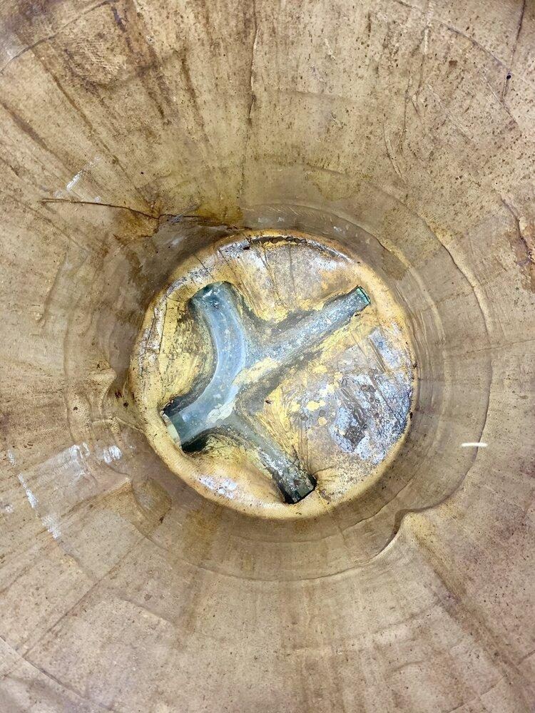 Looking down into a lined manhole opened at twenty-seven years old