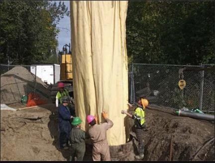 A Triplex Liner being installed in Fairbanks, Alaska